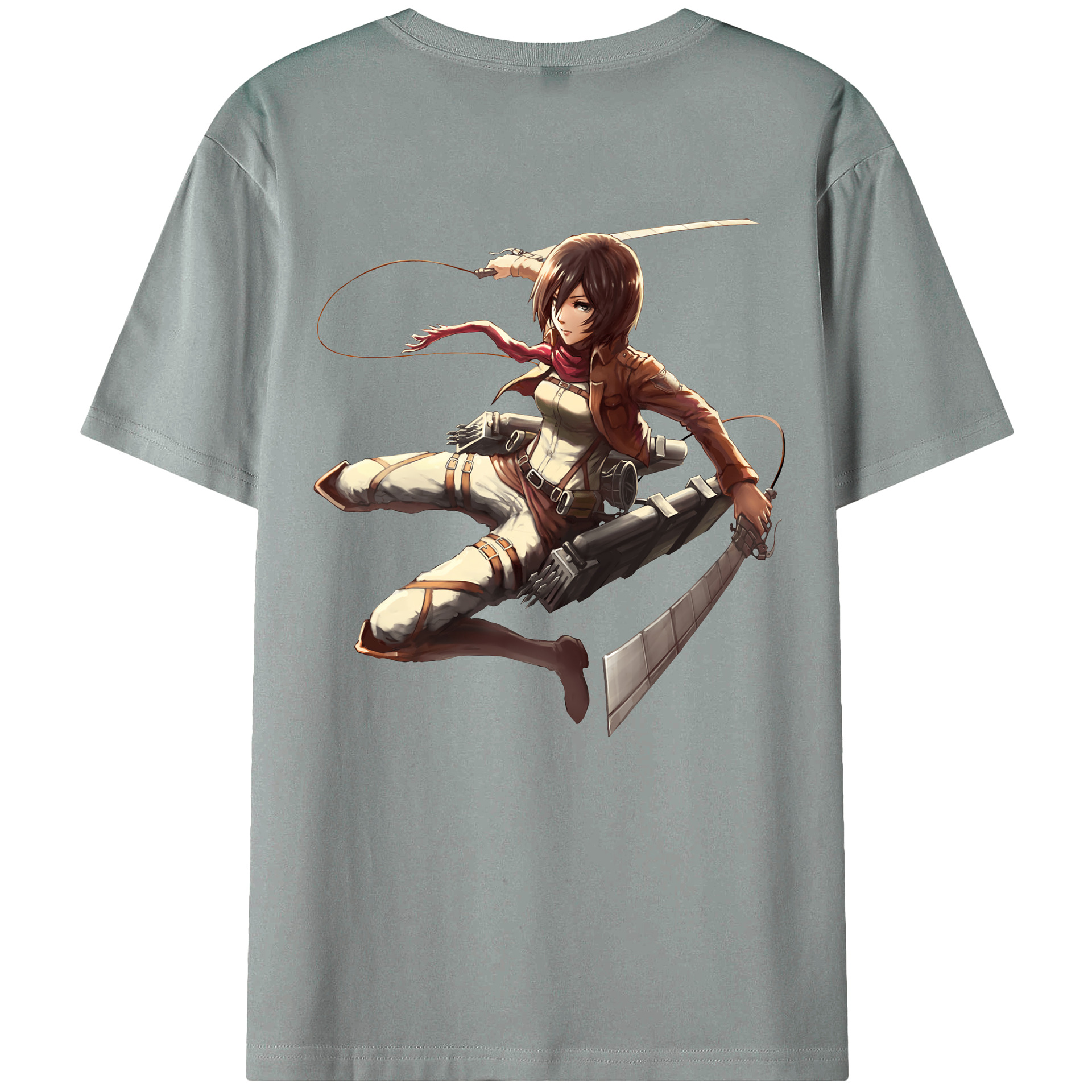 （画像用） 進撃の巨人 ミカサ·アッカーマン Attack on Titan Mikasa Ackerman 綿100％ メンズ半袖Tシャツ（バックプリント） 通気性